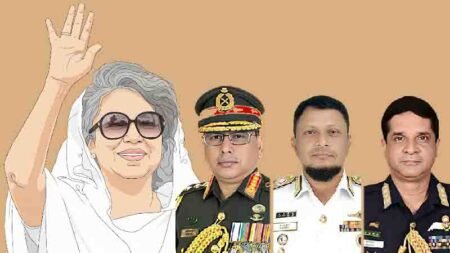 বেগম খালেদা জিয়া ও তিন বাহিনী প্রধান