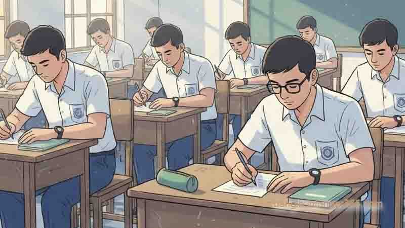 শিক্ষকদের কর্মবিরতি স্থগিত, পরীক্ষা চলবে স্কুল শিক্ষার্থীদের পরীক্ষা দেবার প্রতীকী ছবি।